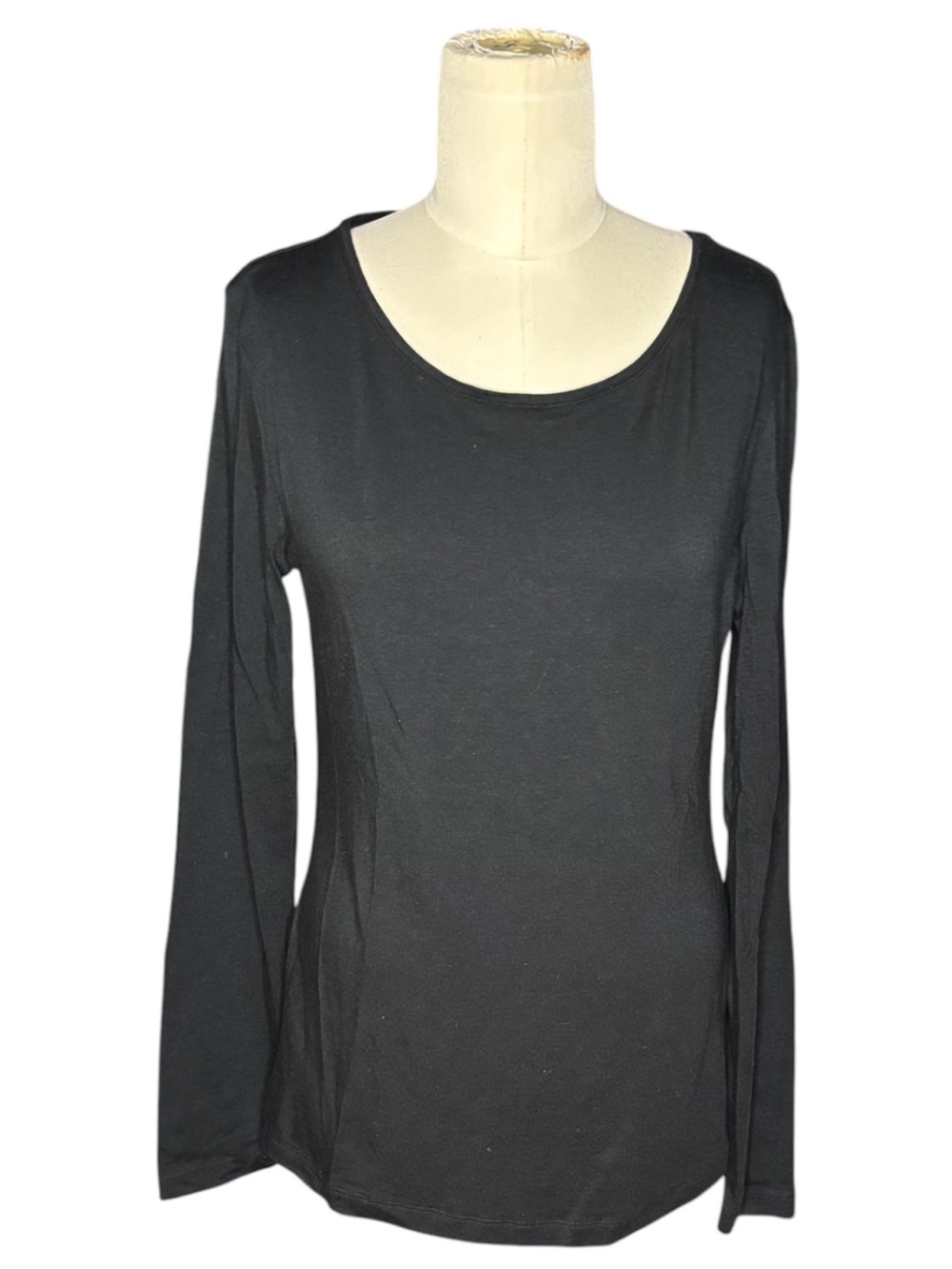 Merona Black Long Sleeve Scoop Neck Top